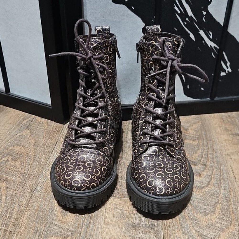 Guess Los Angeles Brown Tan Boots with Chunky Sole Size 8 - Picture 2 of 9